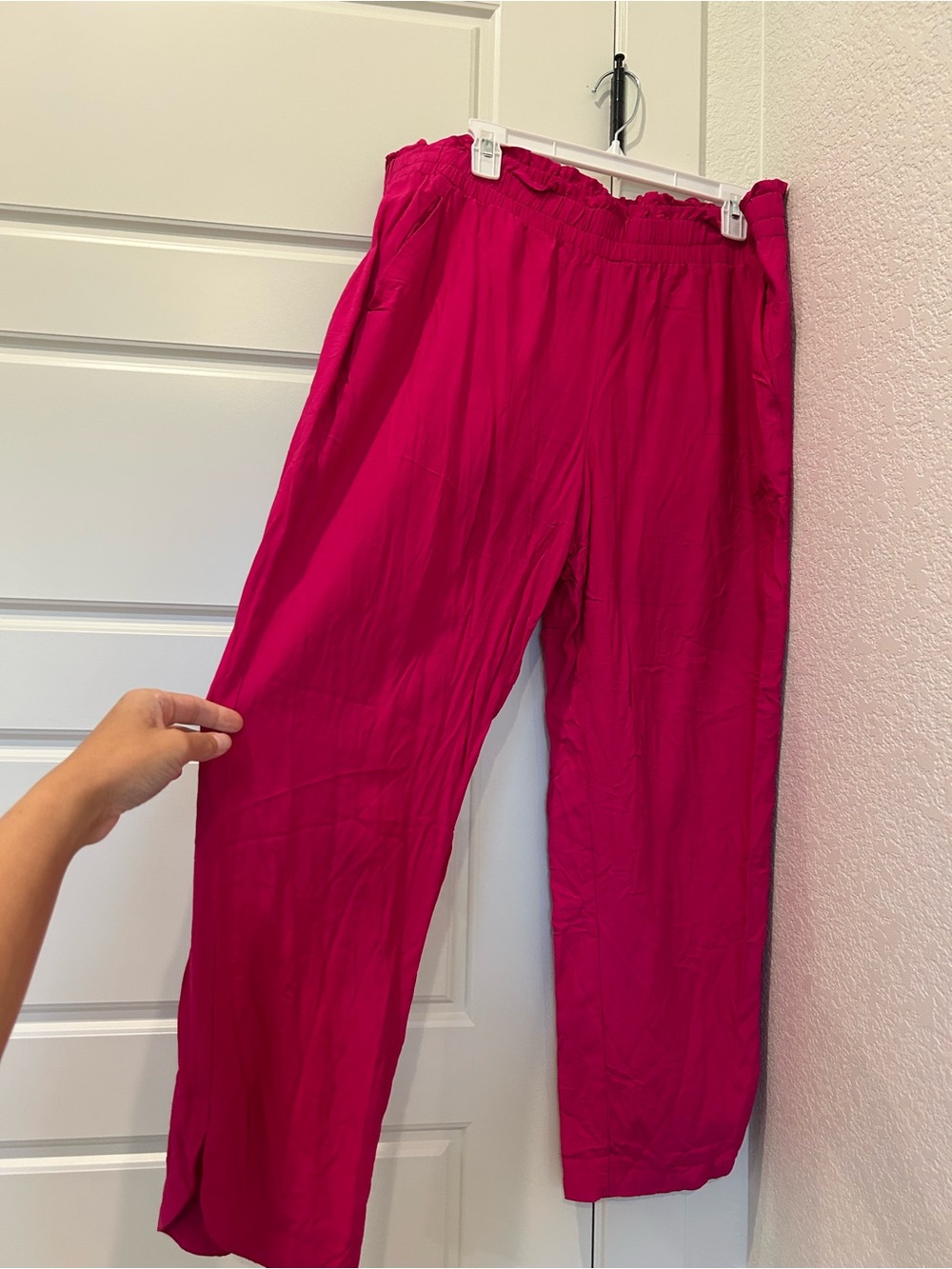 a new day Bright Fuchsia Elastic-Waist Cropped Pants XL